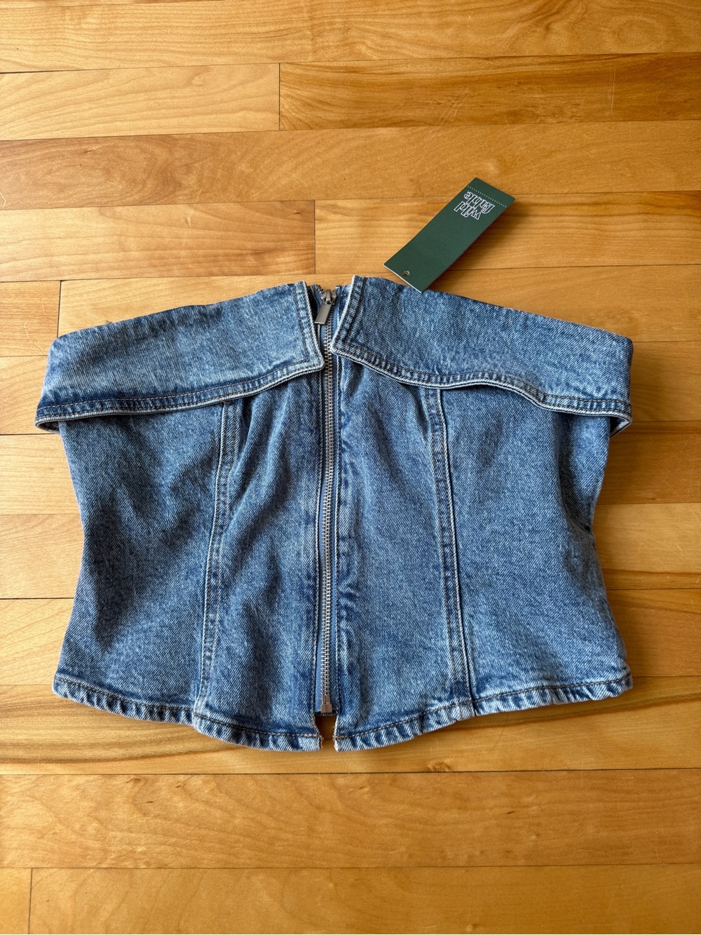 wild fable Blue Denim Off-Shoulder Crop Top